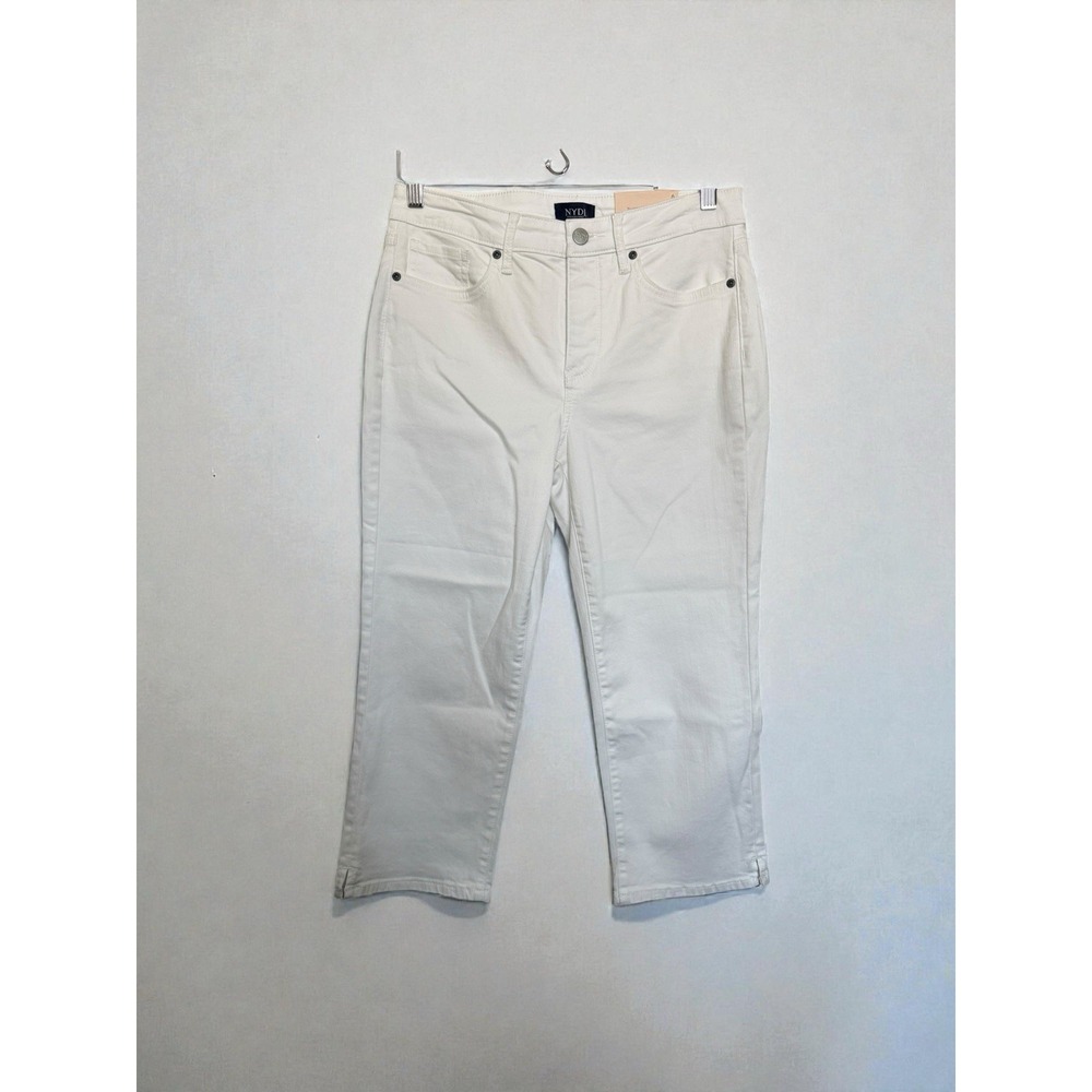 NYDJ Slimming Harper‎ Crop Straight Leg Jeans 6 Women White New With Tags Read